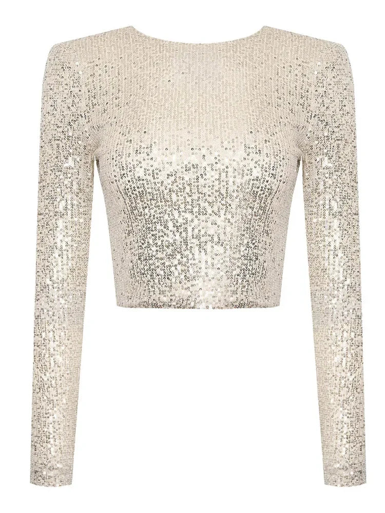 Kvinders Cropped Top med Pailletter 4