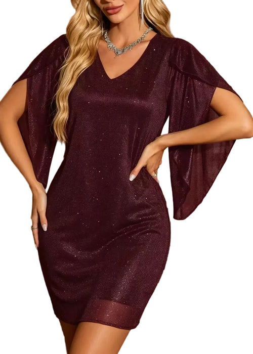 Kvinders Day Dress V-hals med Pailletter 0