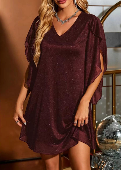 Kvinders Day Dress V-hals med Pailletter 1