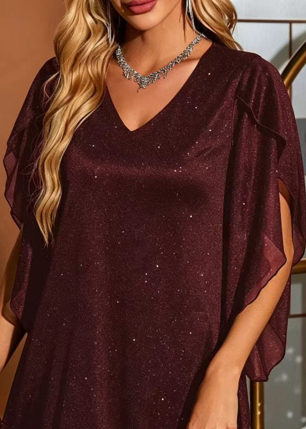 Kvinders Day Dress V-hals med Pailletter 3