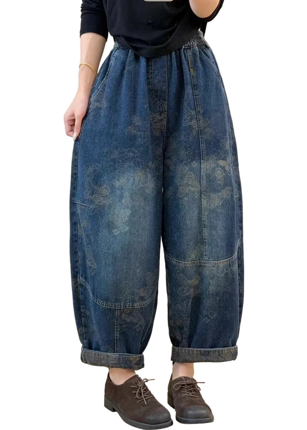 Kvinders Denim Bukser Patchwork Design 0