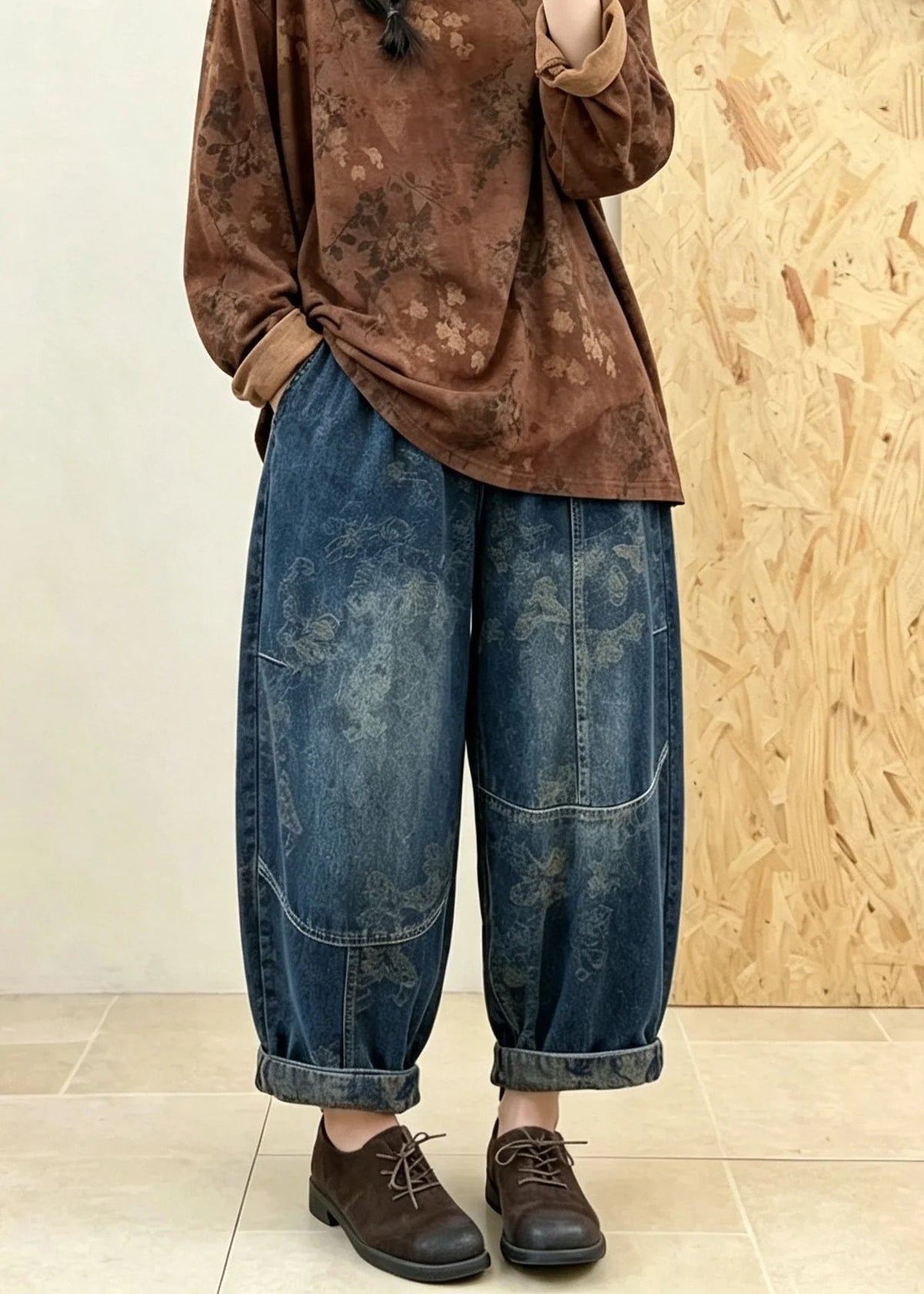 Kvinders Denim Bukser Patchwork Design 3