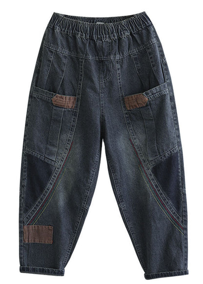 Kvinders Denim Bukser med Lommer og Patchwork 4