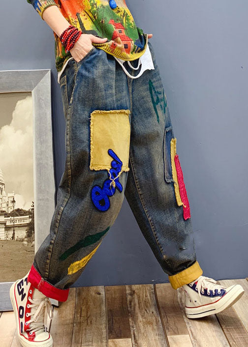 Kvinders Denim Bukser med Patch Applikation 2