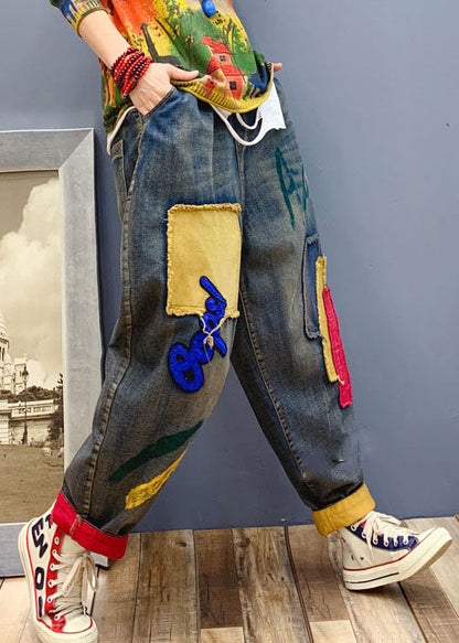 Kvinders Denim Bukser med Patch Applikation 2