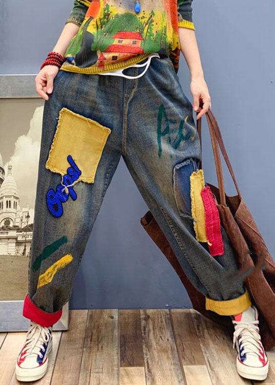 Kvinders Denim Bukser med Patch Applikation 3
