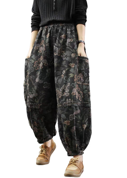 Kvinders Denim Bukser med Print og Lanterne Stil 0