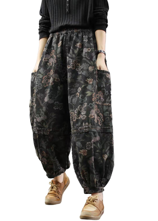 Kvinders Denim Bukser med Print og Lanterne Stil 0