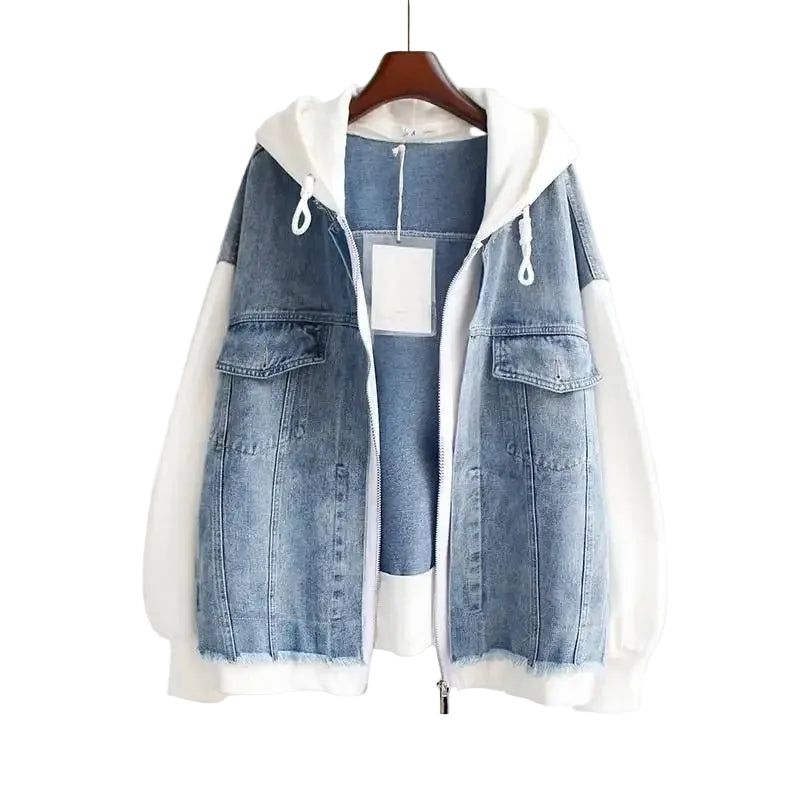 Kvinders Denim Hættetrøje Retro Stil 0