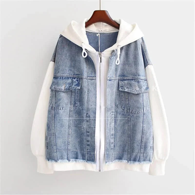 Kvinders Denim Hættetrøje Retro Stil 1