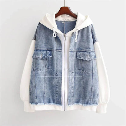 Kvinders Denim Hættetrøje Retro Stil 1