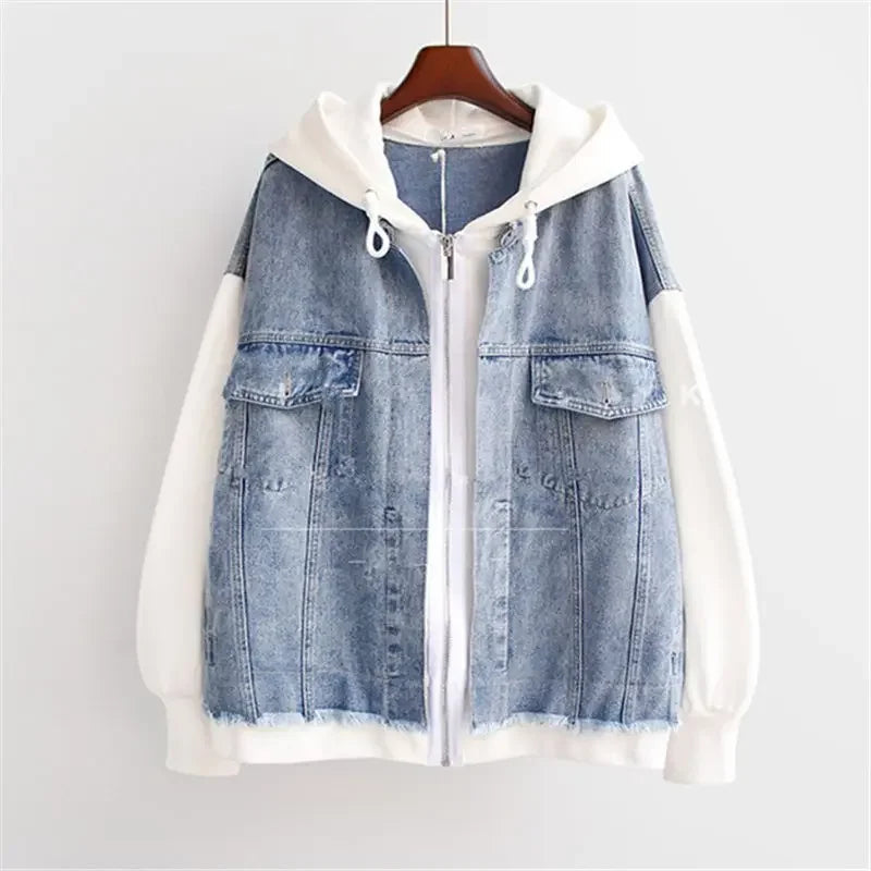 Kvinders Denim Hættetrøje Retro Stil 2