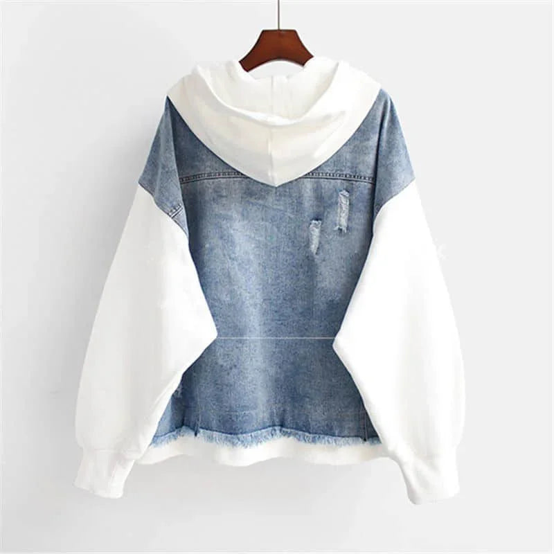 Kvinders Denim Hættetrøje Retro Stil 3