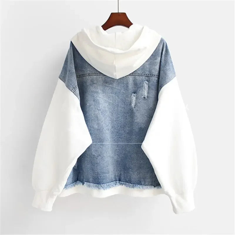 Kvinders Denim Hættetrøje Retro Stil 4