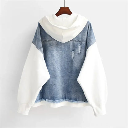 Kvinders Denim Hættetrøje Retro Stil 4