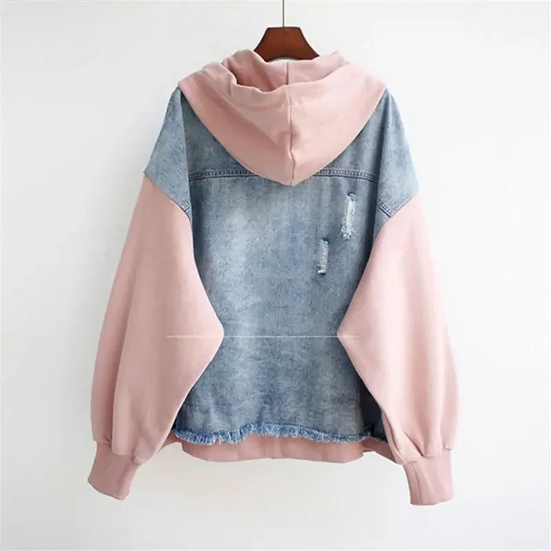 Kvinders Denim Hættetrøje Retro Stil 7