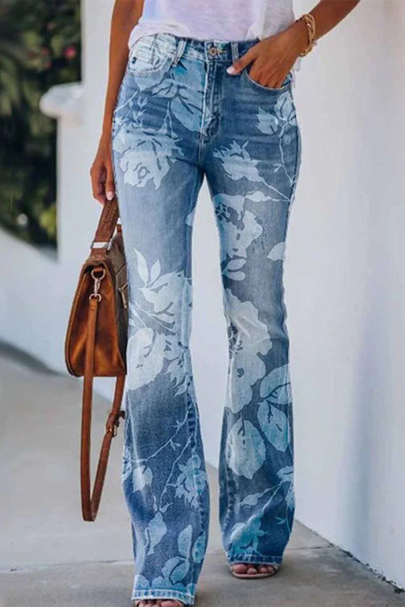 Kvinders Denim Jeans med Blomsterlommer 5