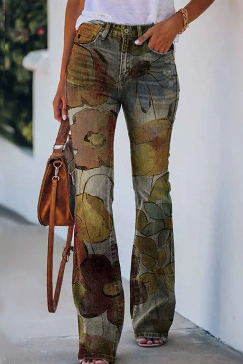 Kvinders Denim Jeans med Blomsterlommer 6