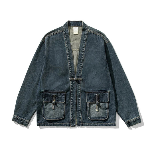 Kvinders Denim Kimono Vintage Stil 0