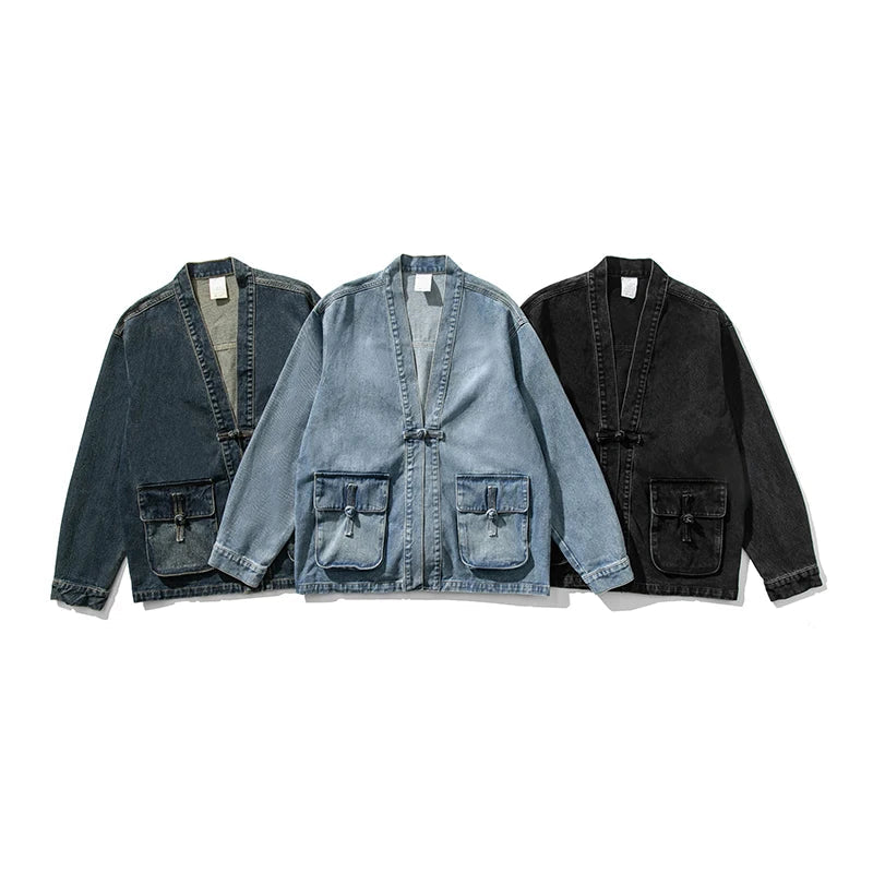 Kvinders Denim Kimono Vintage Stil 5