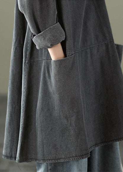 Kvinders Denim Kjole med Lange Ærmer og Lommer 3