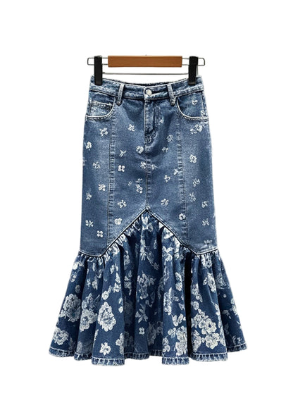 Kvinders Denim Nederdel Boho Stil 0