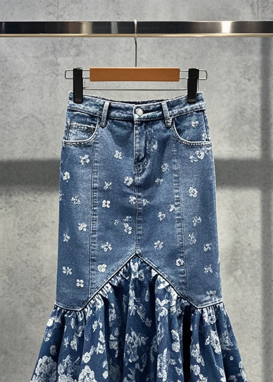 Kvinders Denim Nederdel Boho Stil 1