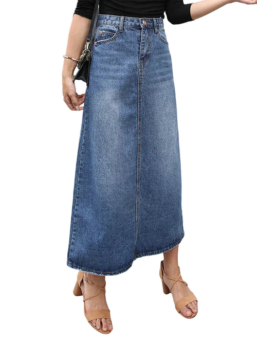 Kvinders Denim Nederdel Høj Talje 0