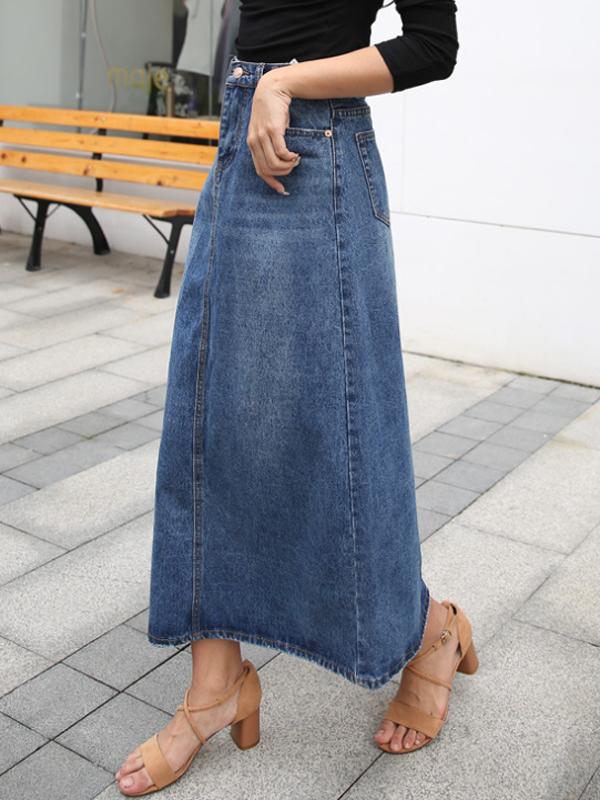 Kvinders Denim Nederdel med Høj Talje 1