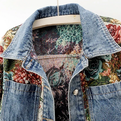 Kvinders Denimjakke med Blomsterdesign 2