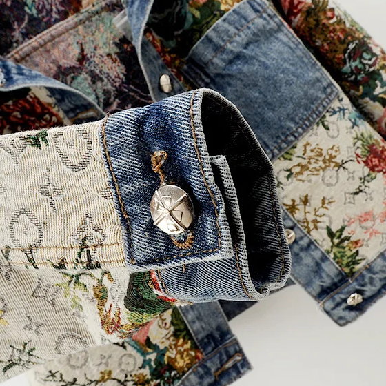 Kvinders Denimjakke med Blomsterdesign 3