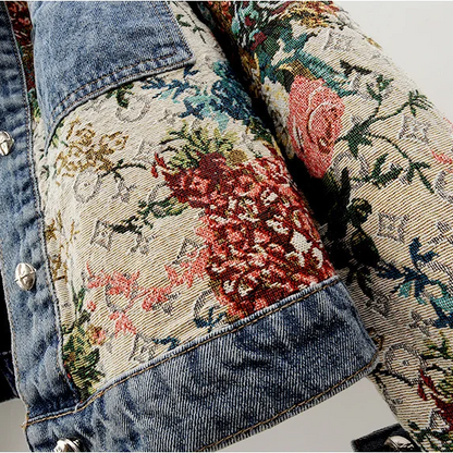 Kvinders Denimjakke med Blomsterdesign 4