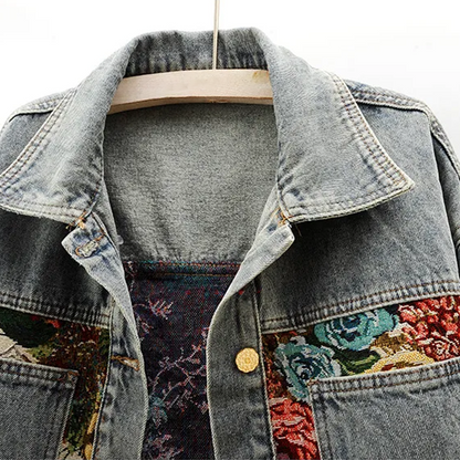 Kvinders Denimjakke med Blomsterdesign 6
