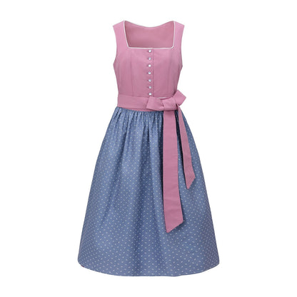 Kvinders Dirndl Kjole Traditionel Stil med Forklæde i 100% Bomuld 1