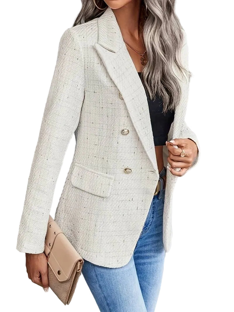 Kvinders Dobbeltradet Blazer Klassisk Stil 0