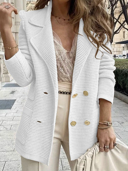 Kvinders Dobbeltradet Blazer Med Klassisk Revers 1