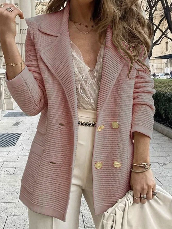 Kvinders Dobbeltradet Blazer Med Klassisk Revers 3