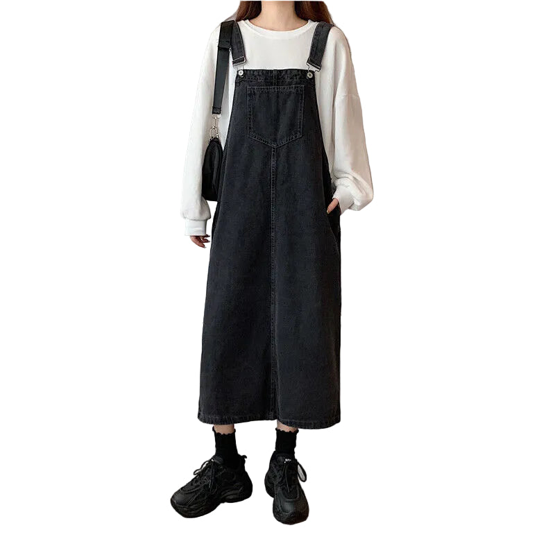 Kvinders Dungaree Kjole med Frontlomme 0