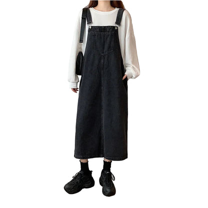 Kvinders Dungaree Kjole med Frontlomme 0