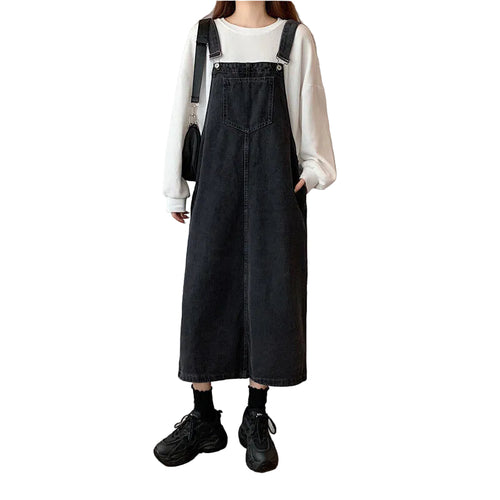 Kvinders Dungaree Kjole med Frontlomme 0