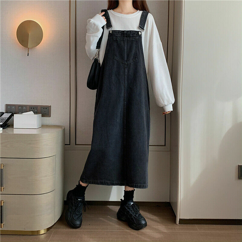 Kvinders Dungaree Kjole med Frontlomme 1