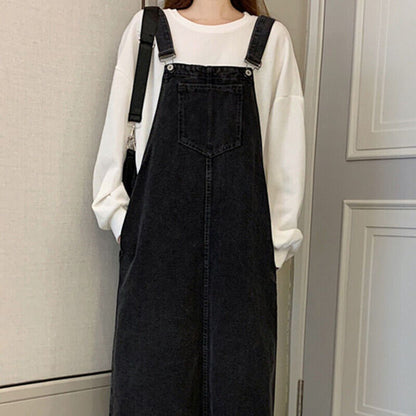 Kvinders Dungaree Kjole med Frontlomme 3