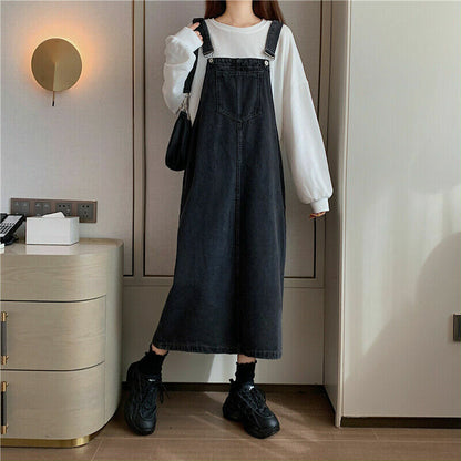 Kvinders Dungaree Kjole med Frontlomme 4