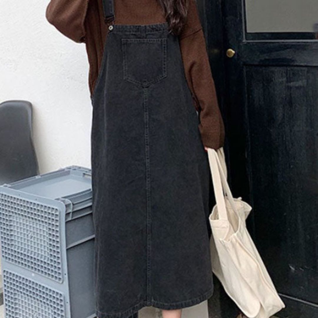 Kvinders Dungaree Kjole med Frontlomme 6