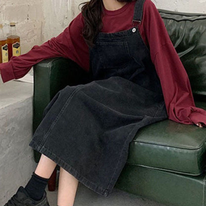 Kvinders Dungaree Kjole med Frontlomme 7