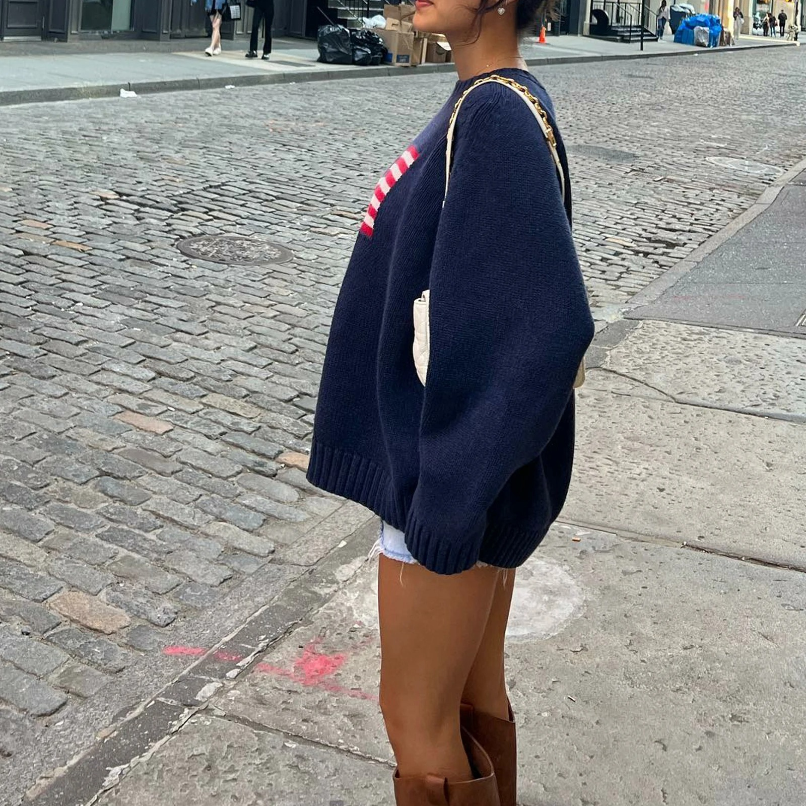 Kvinders Efterårs Sweater med Amerikansk Flag Design 2