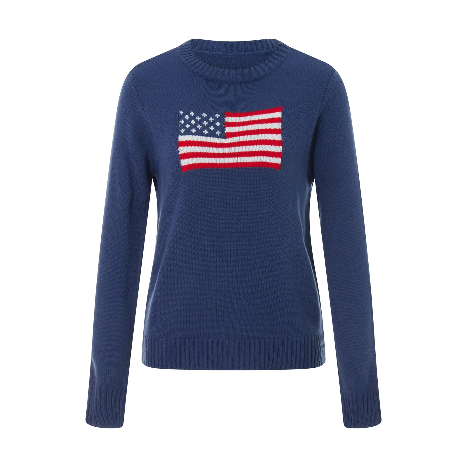 Kvinders Efterårs Sweater med Amerikansk Flag Design 4