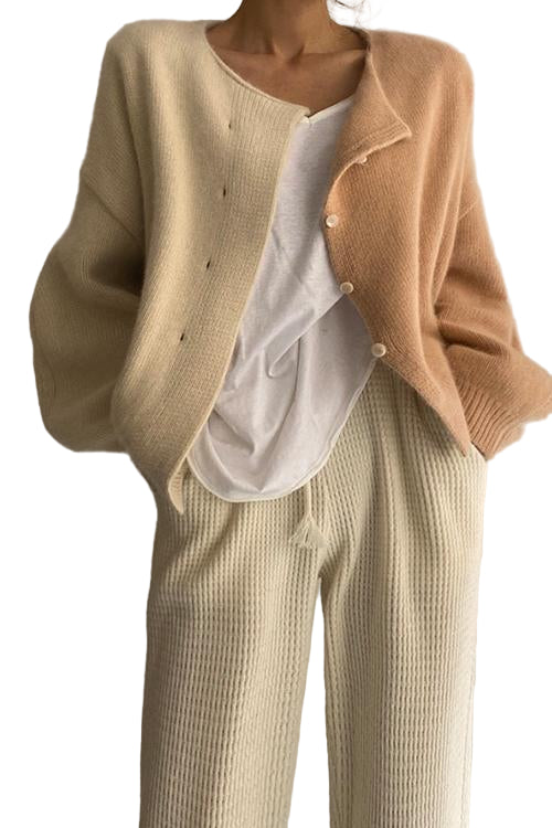 Kvinders Farveblok Cardigan Med Drop Shoulder 0