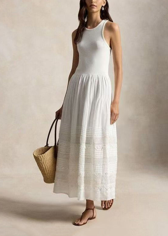 Kvinders Feriekjole Ærmeløs Rynket Patchwork 3