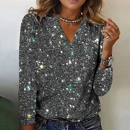 Kvinders Festbluse med Pailletter 1